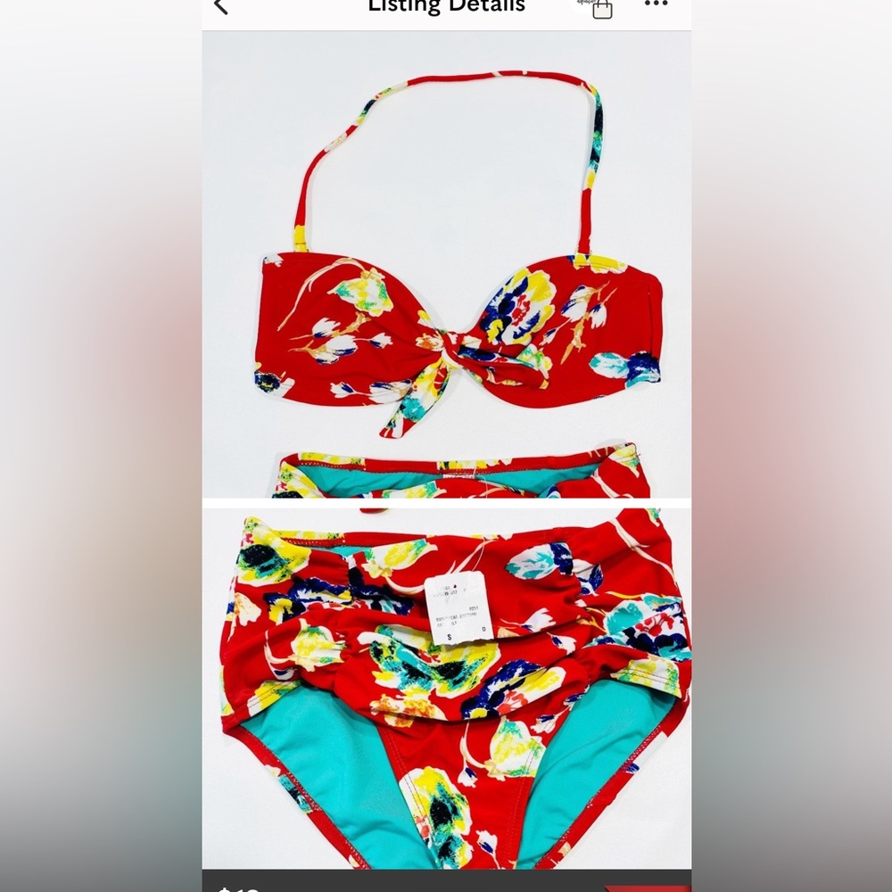 NWT FOREVER21 Swim Red Floral Printed Bikini S